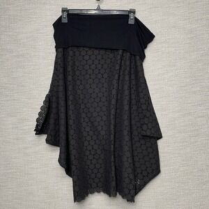 ANARKH Lace Smocked Waist Skirt S/M Lagenlook Boho Whimsygoth Dark Cottagecore